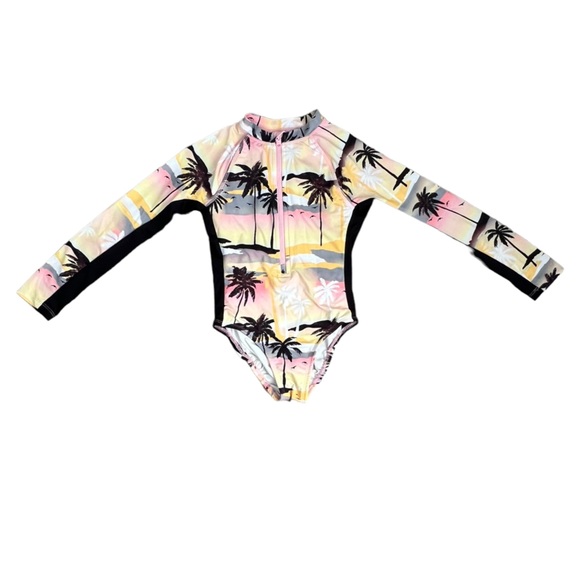 Wonder Nation Long Sleeve Zip-Up Rash Guard One-Piece Swimsuit - Small 6/6X - Picture 1 of 6